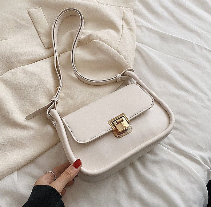Simplistic Mono Color Shoulder Bag with Gold Clasp - Image 11