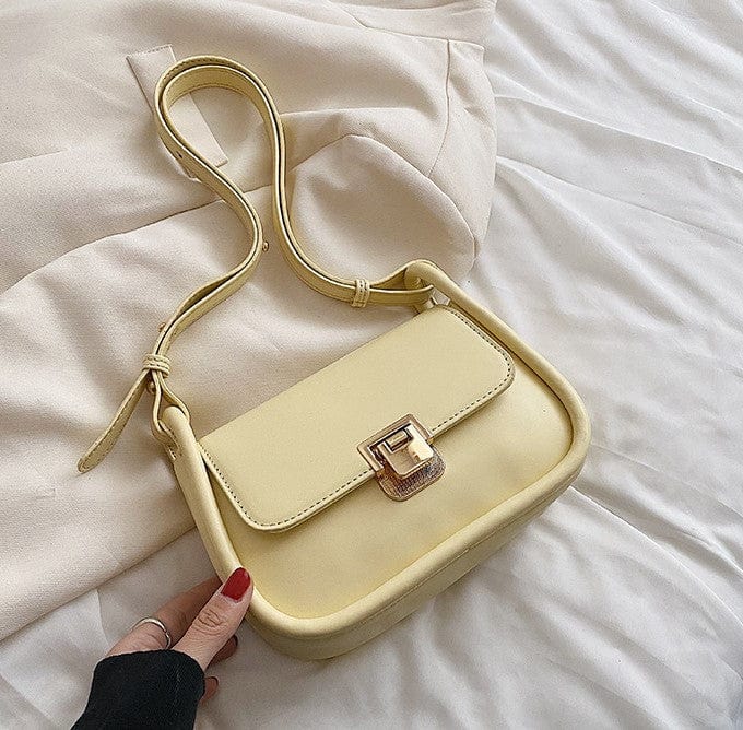 Simplistic Mono Color Shoulder Bag with Gold Clasp - Image 6