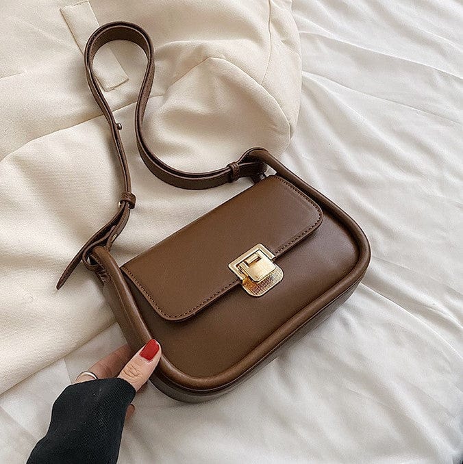 Simplistic Mono Color Shoulder Bag with Gold Clasp - Image 9