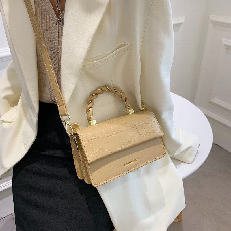 Simplistic Rectangle Crossbody Bag with Twist Braid Handle - Image 14