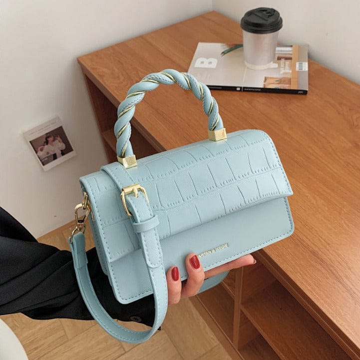 Simplistic Rectangle Crossbody Bag with Twist Braid Handle - Image 6