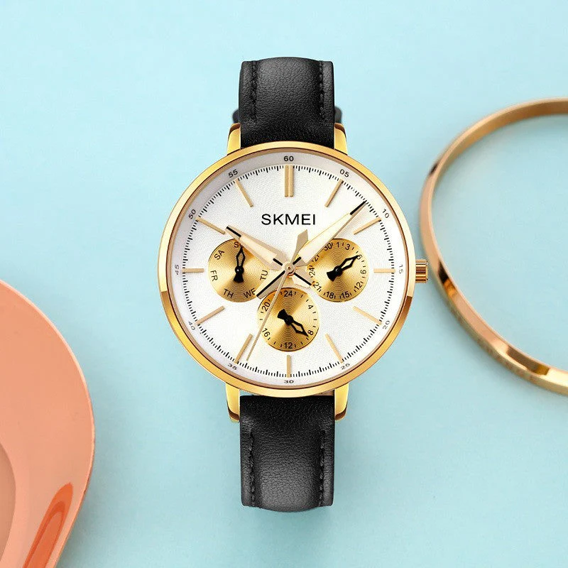Six-pin Genuine Leather Retro Round Quartz Watch - Image 2