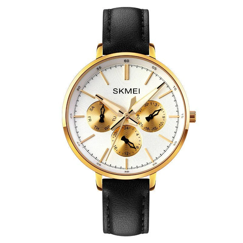 Six-pin Genuine Leather Retro Round Quartz Watch - Image 4