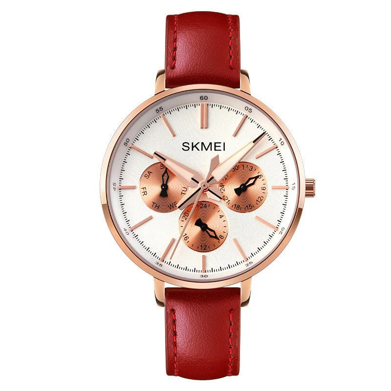 Six-pin Genuine Leather Retro Round Quartz Watch - Image 5