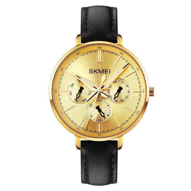 Six-pin Genuine Leather Retro Round Quartz Watch - Image 7