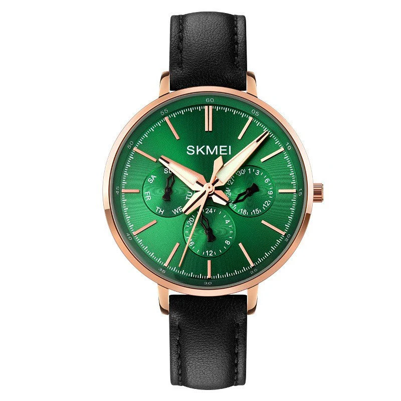 Six-pin Genuine Leather Retro Round Quartz Watch - Image 9