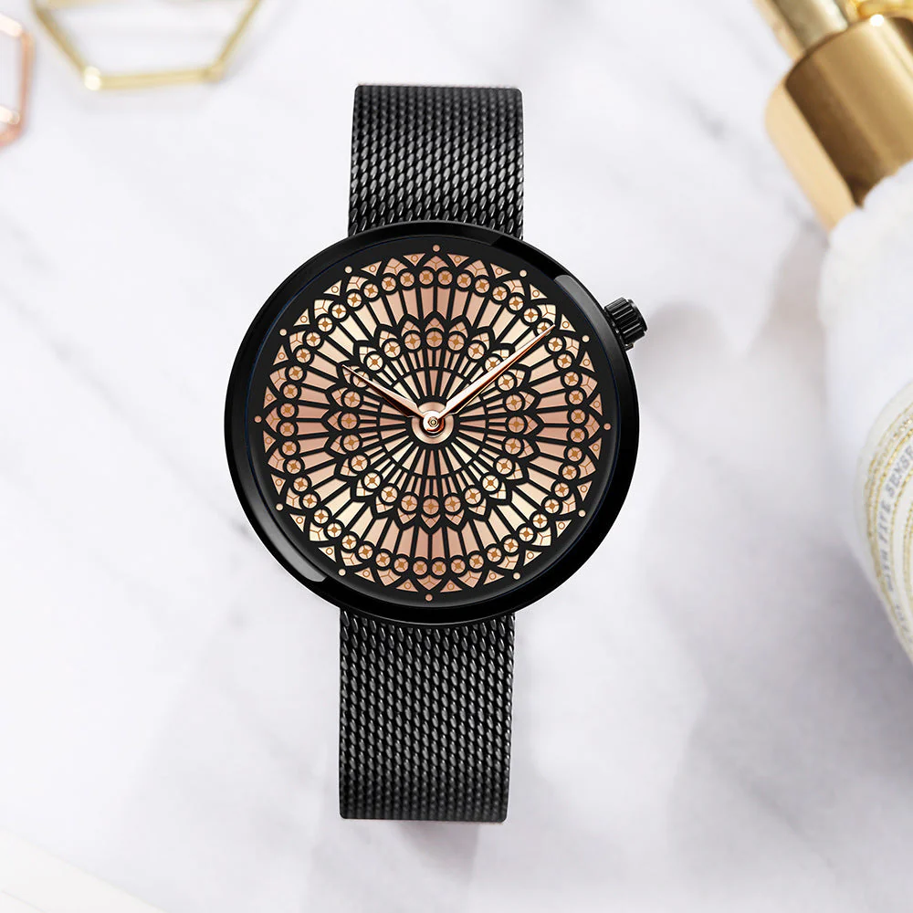 Sk Shengke watch creative dial steel mesh belt waterproof quartz watch foreign trade source k0114 - Image 3