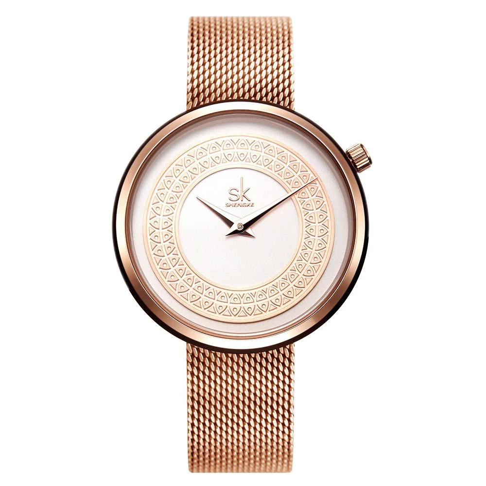 Sk Shengke watch creative dial steel mesh belt waterproof quartz watch foreign trade source k0114 - Image 6