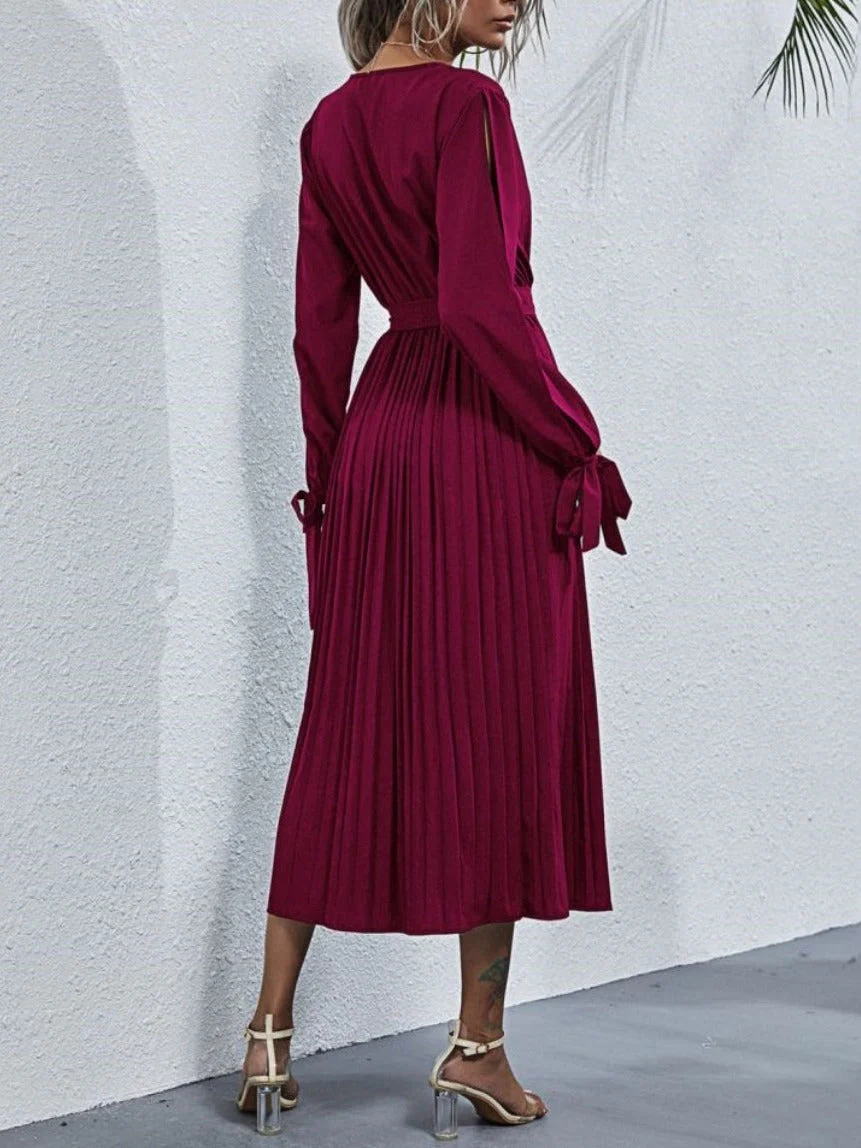 Sleeve Cutout Pleated Dress - Image 13