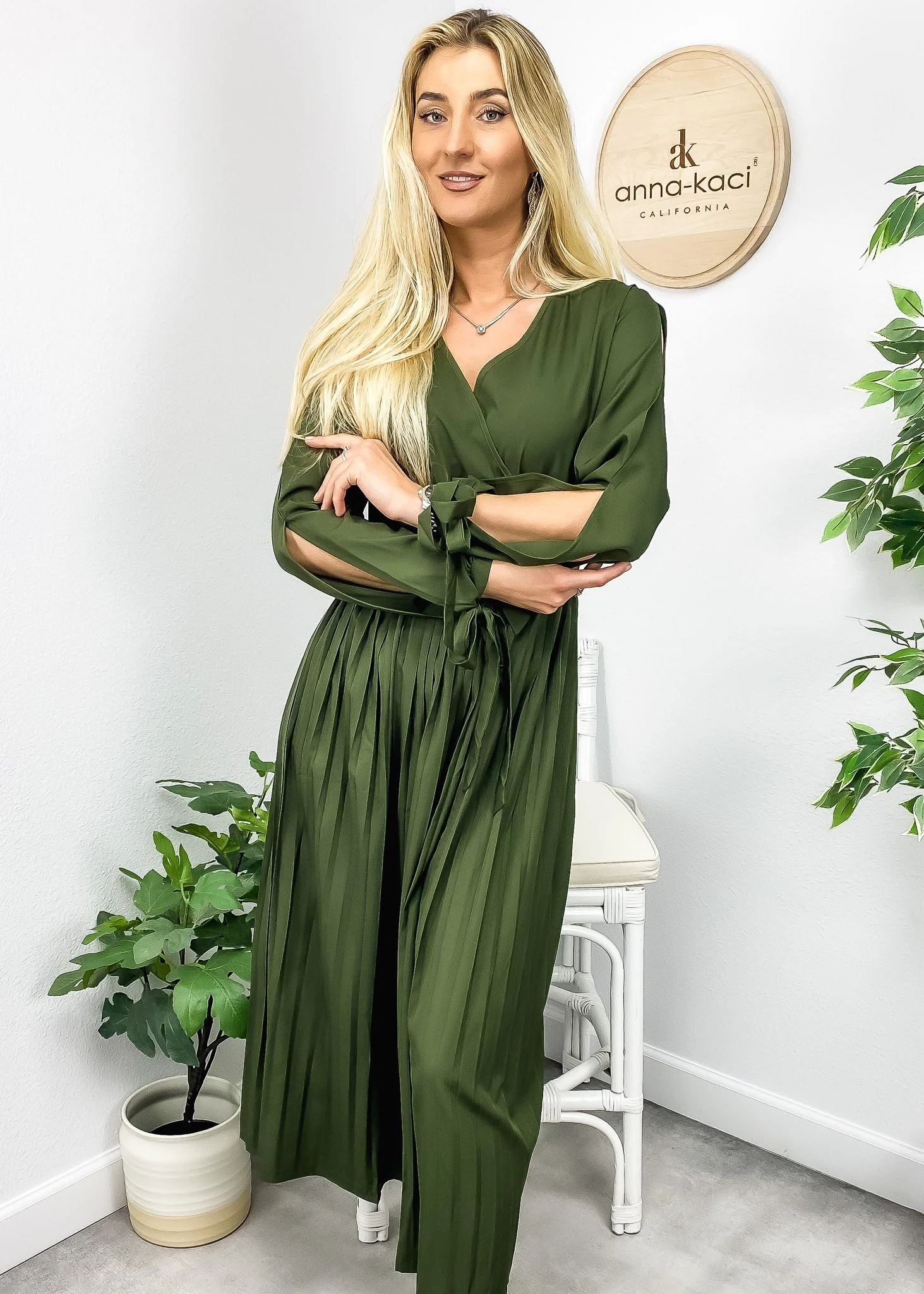 Sleeve Cutout Pleated Dress - Image 6