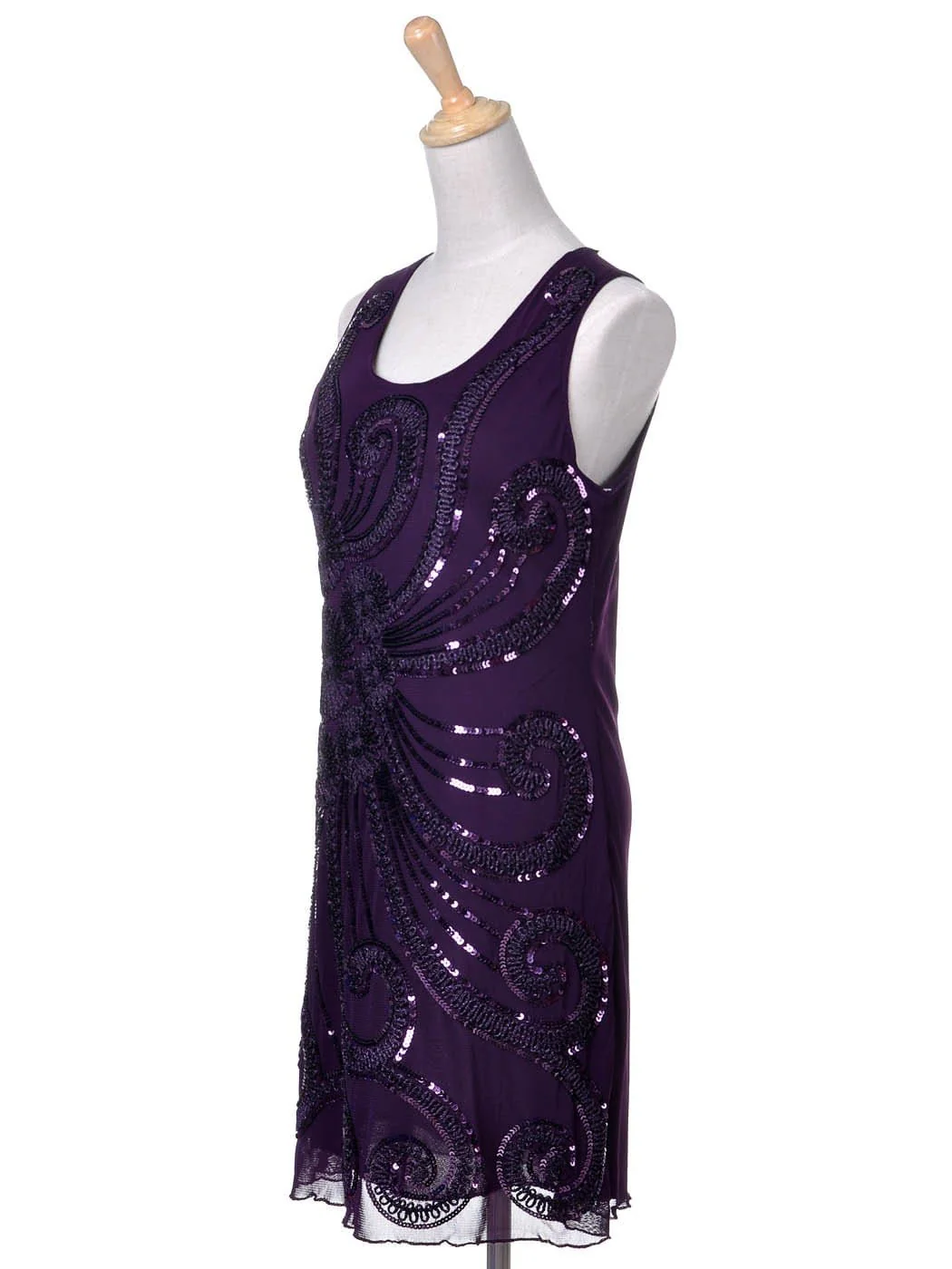 Sleeveless Floral Embroidery Beaded Sequin Dress - Image 12