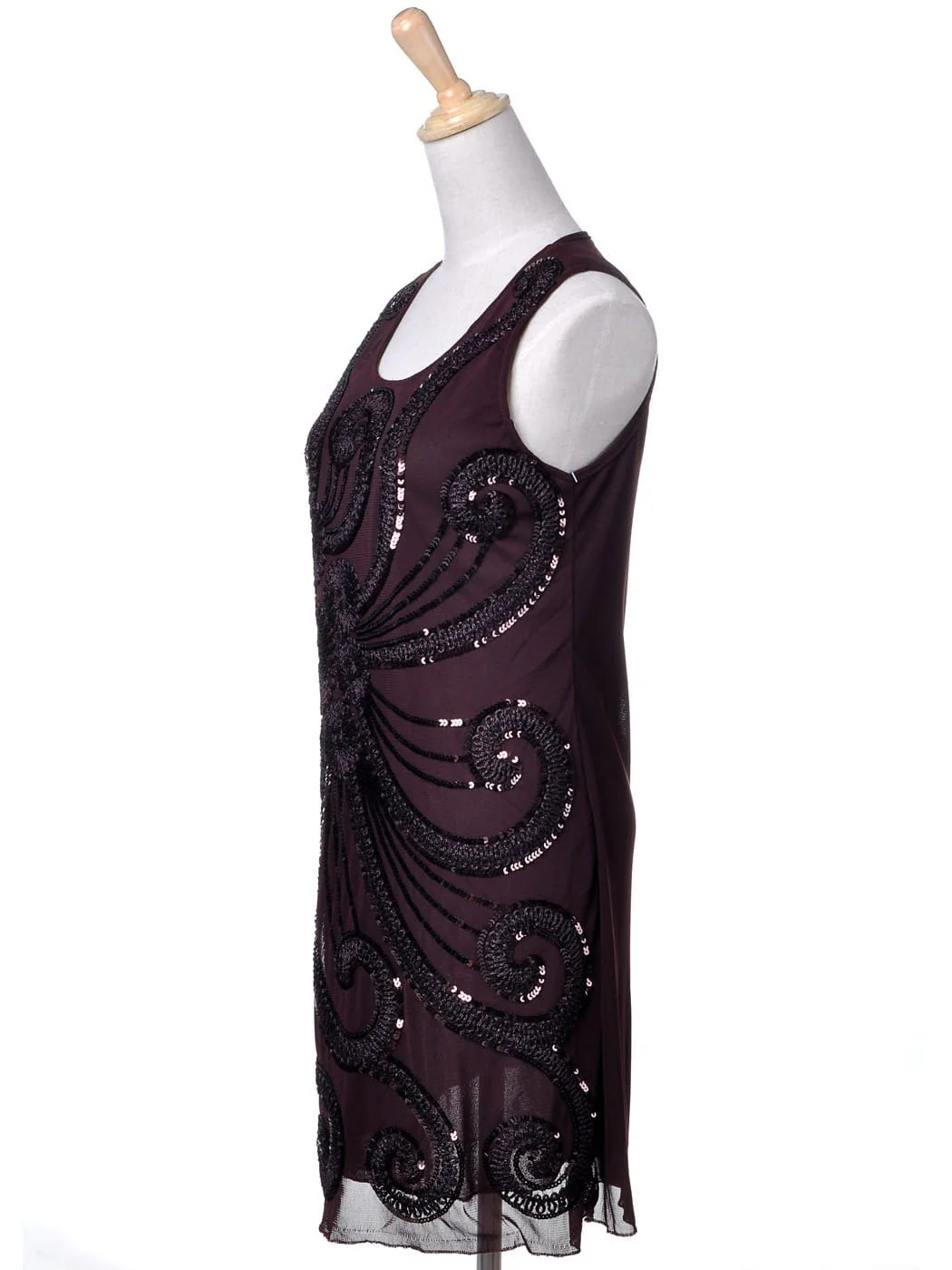 Sleeveless Floral Embroidery Beaded Sequin Dress - Image 13