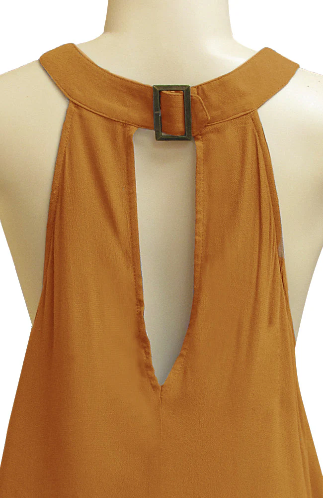 Sleeveless Halter Neck Top with Twist and Buckle - Image 5