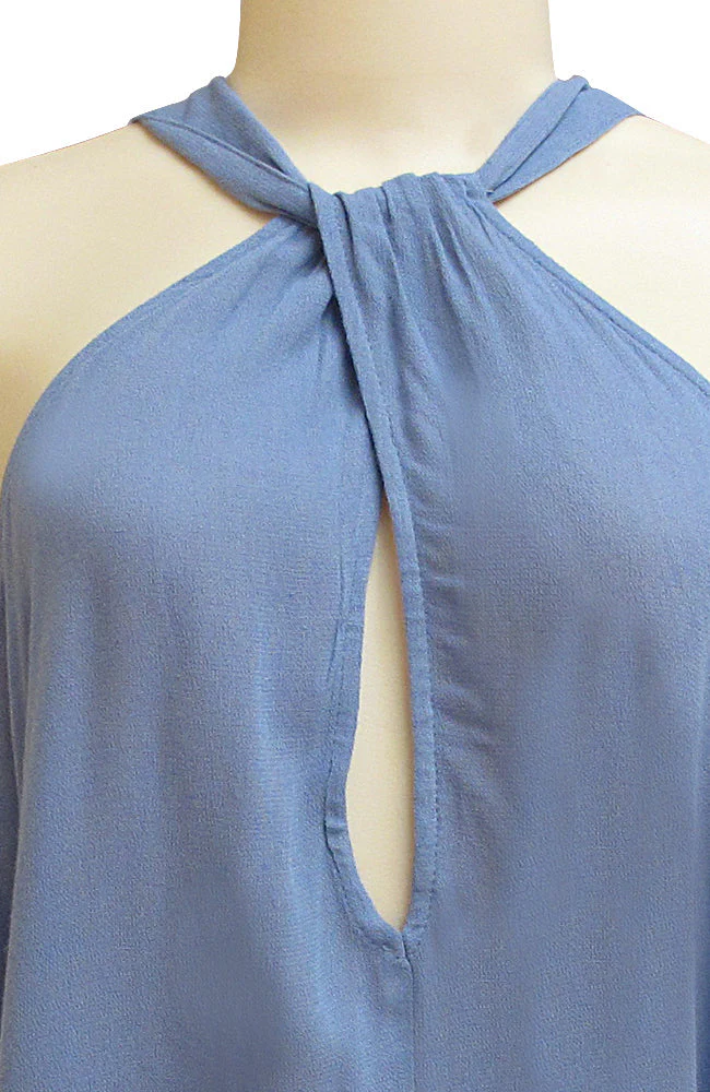 Sleeveless Halter Neck Top with Twist and Buckle - Image 9