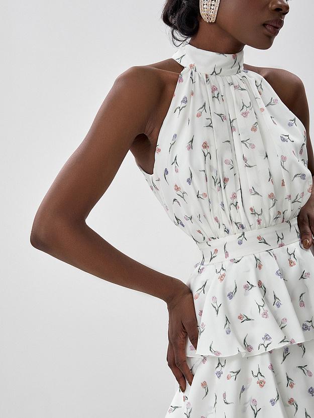 Sleeveless Hollow Floral Layered Cake Dress - Image 4