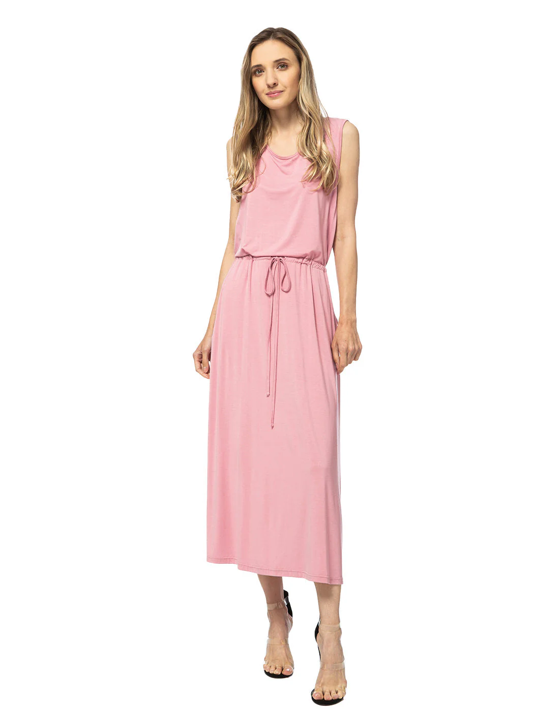 Sleeveless Maxi Length Drawstring Dress - Image 12