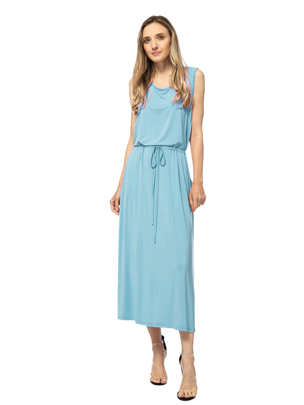 Sleeveless Maxi Length Drawstring Dress - Image 18