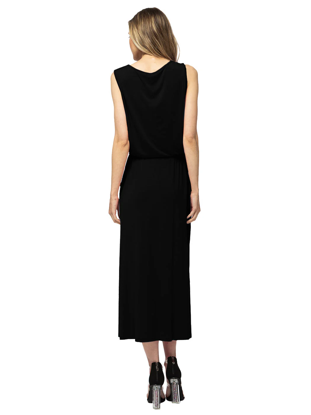 Sleeveless Maxi Length Drawstring Dress - Image 2