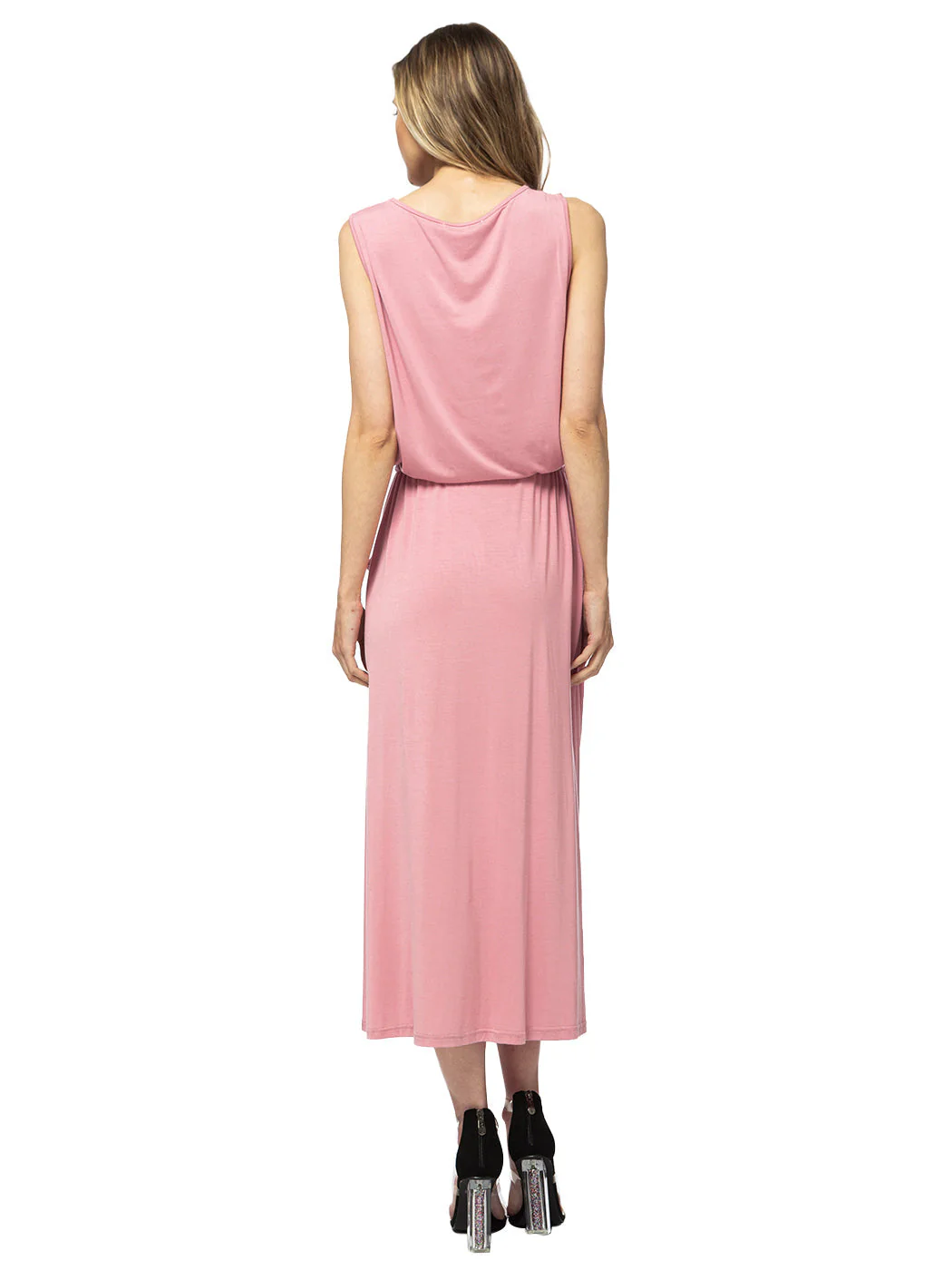 Sleeveless Maxi Length Drawstring Dress - Image 9