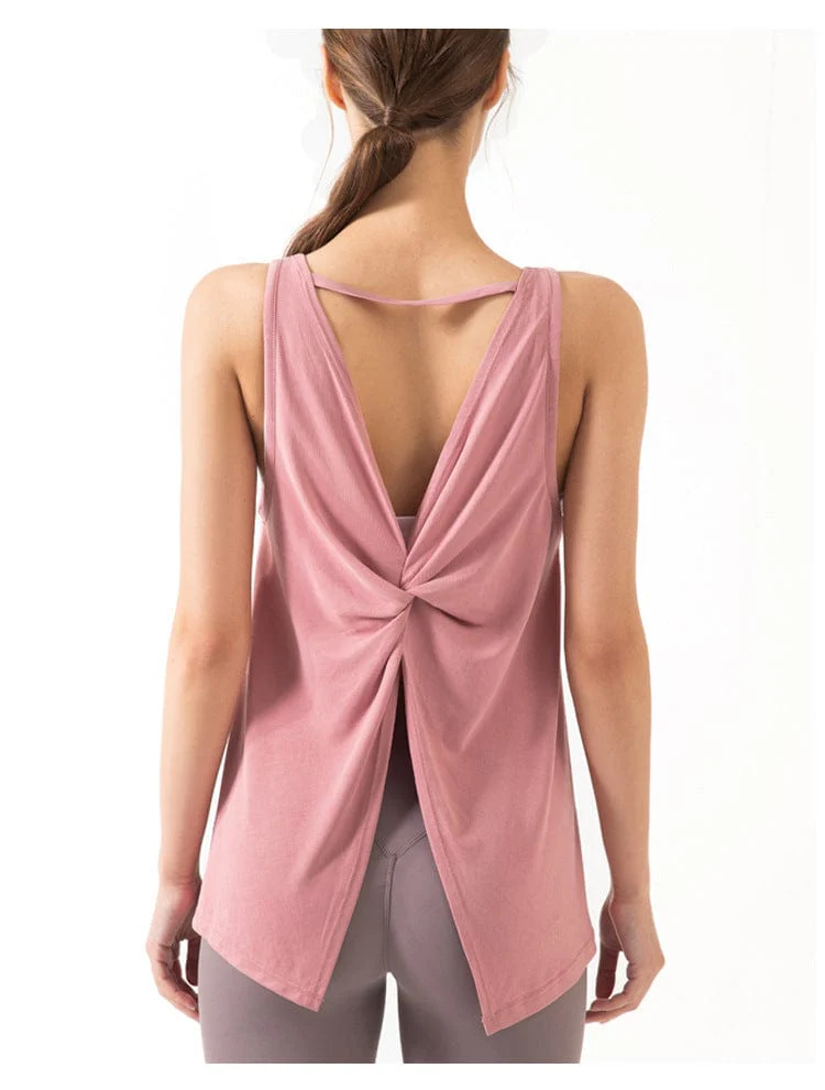 Sleeveless Open Back Split Twist Tank - Image 9