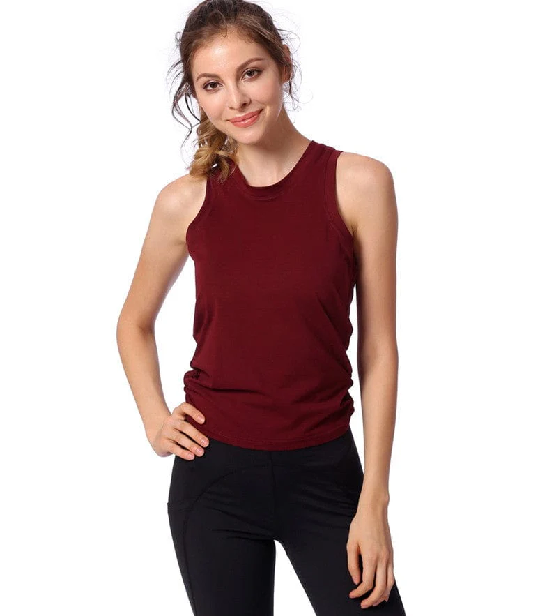 Sleeveless Round Slit Back Tank Top