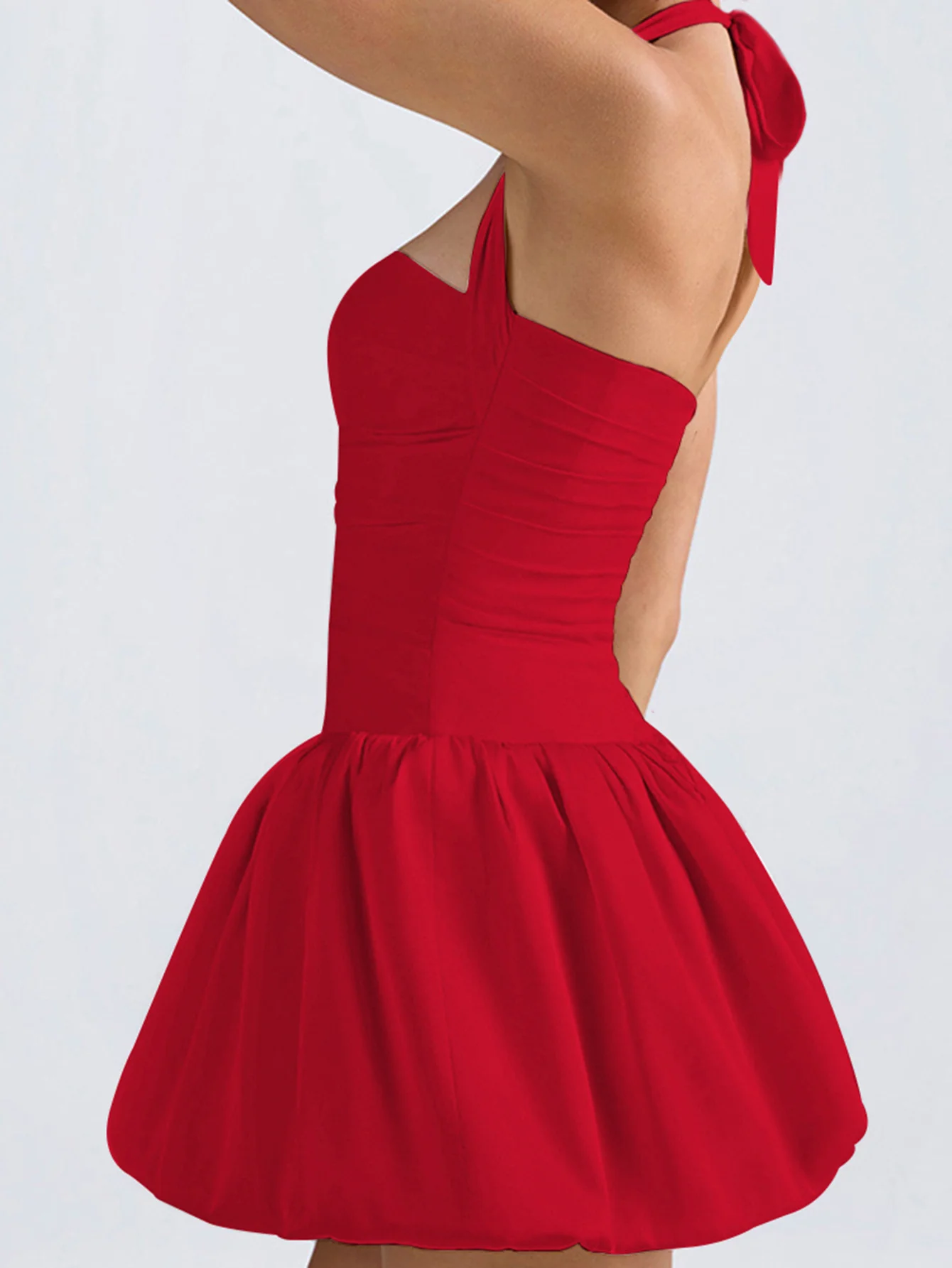 Sleeveless Ruched Bubble Mini Dress Dress - Image 3