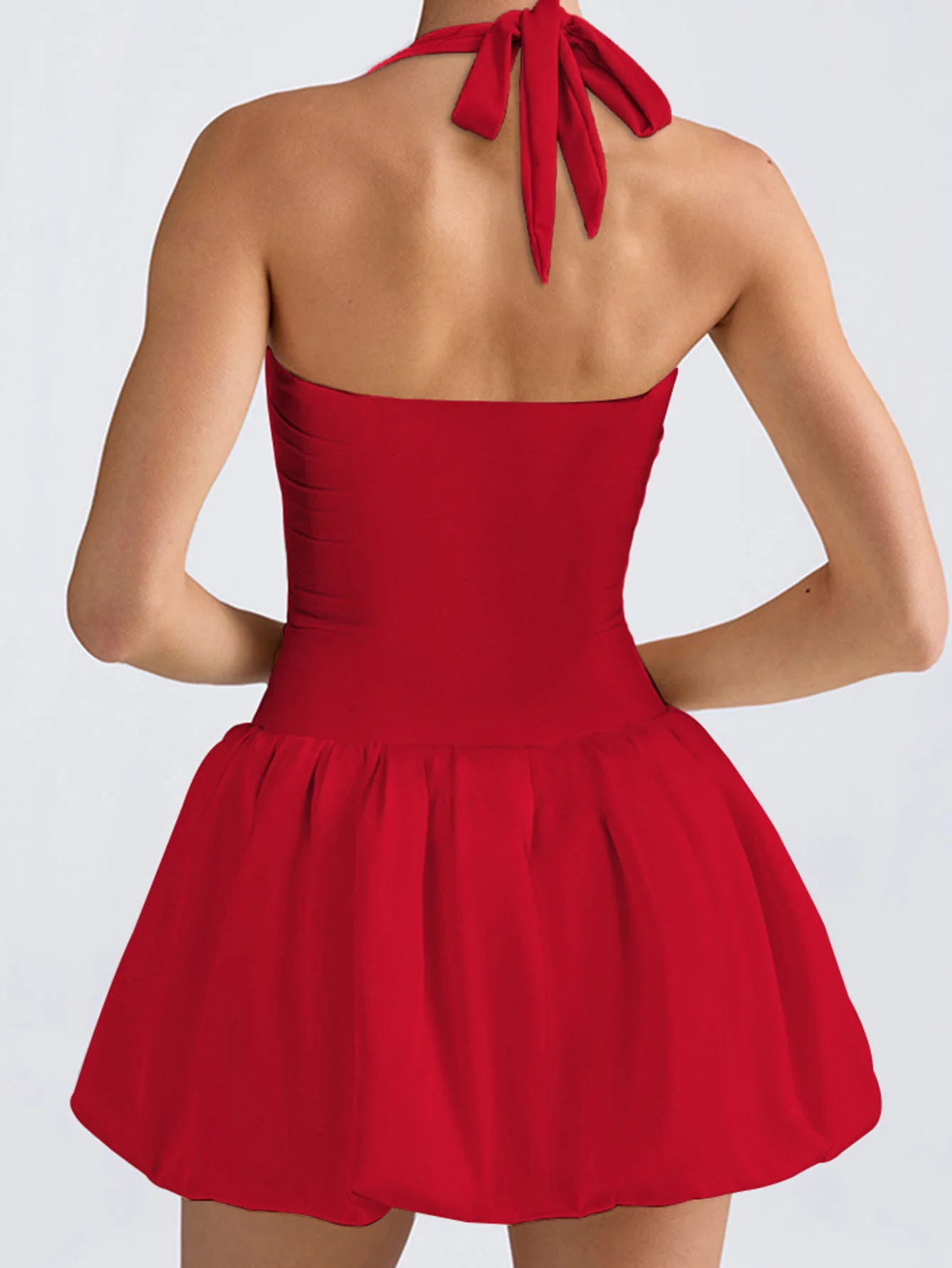 Sleeveless Ruched Bubble Mini Dress Dress - Image 7
