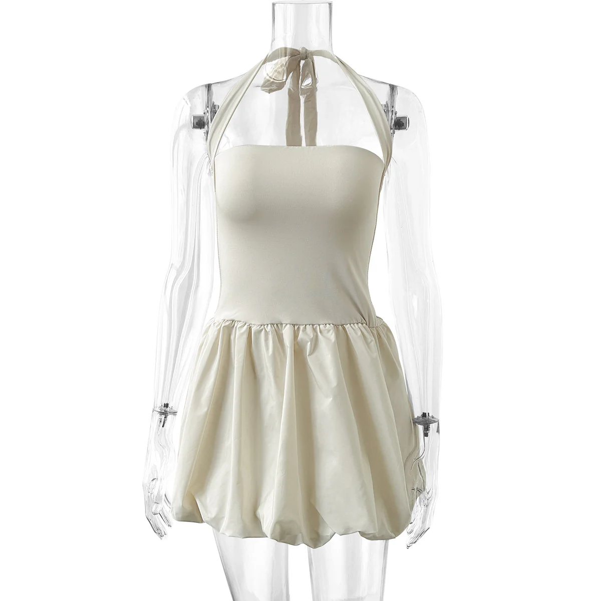 Sleeveless Ruched Bubble Mini Dress Dress - Image 8