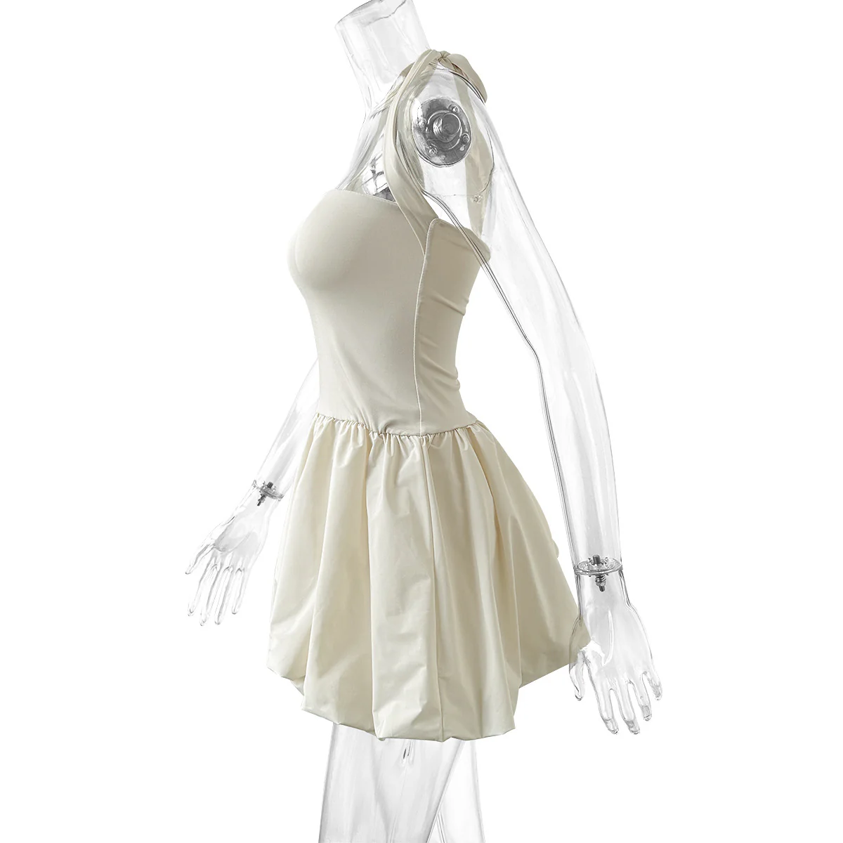 Sleeveless Ruched Bubble Mini Dress Dress - Image 9