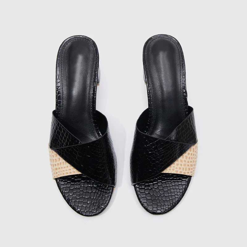 Chunky Heeled Slippers Black - Image 5