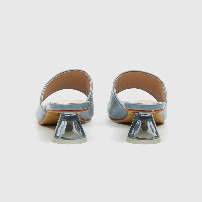 Slide Slippers Crystal High Heels Blue - Image 4