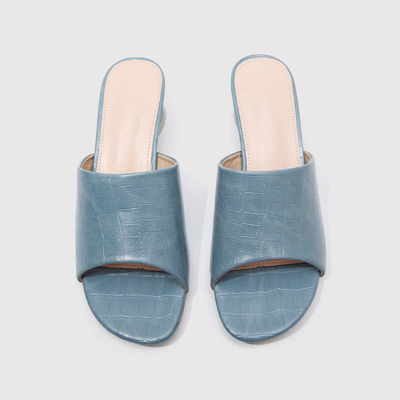 Slide Slippers Crystal High Heels Blue - Image 5
