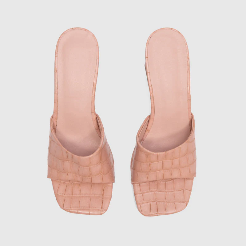 Square Toe Chunky Heels Slide Slippers - Image 10