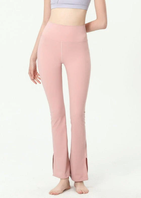 Slim High Rise Flared Yoga Pants with Side Slit