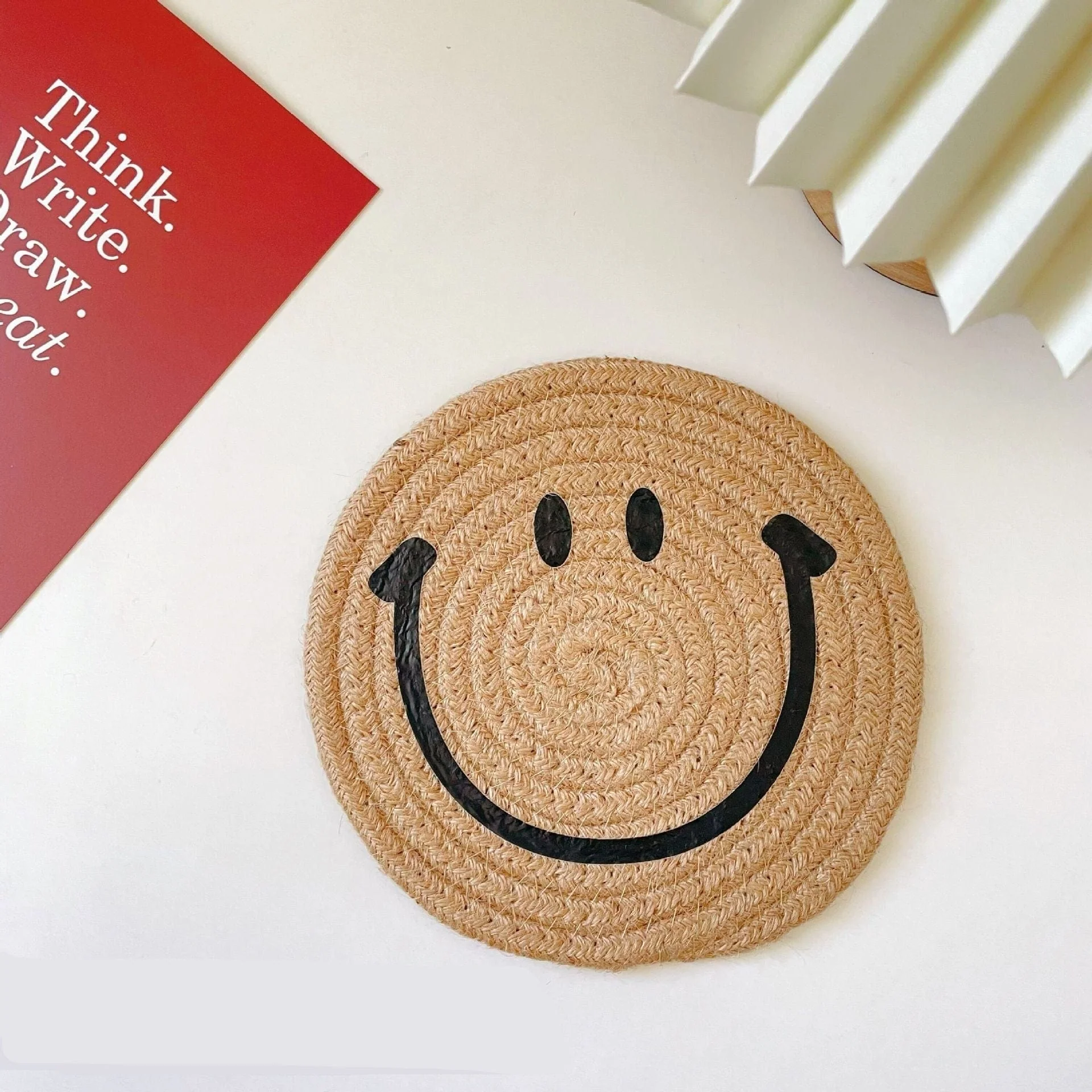 Smiley Face Woven Mat Coaster - Image 4