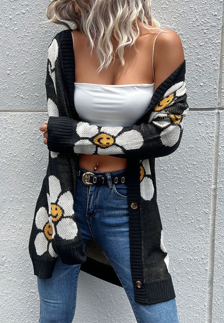 Smiling Daisy Print Cardigan - Image 2
