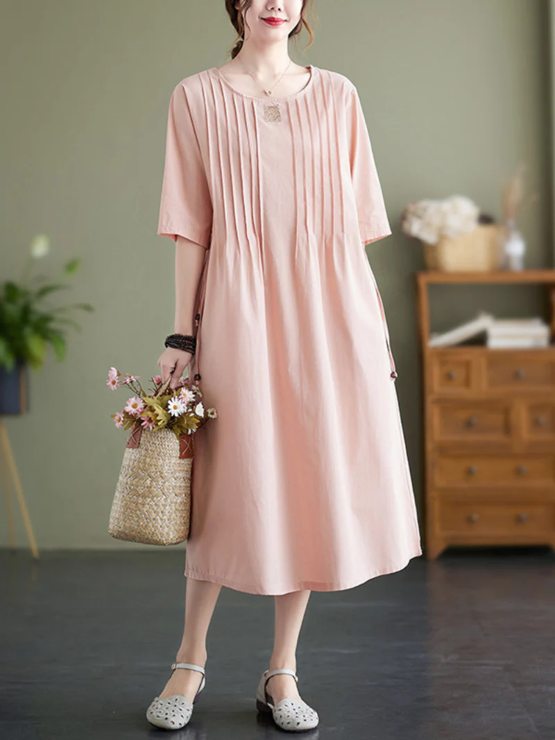 Time and Tru Solid Cotton Linen A-line Dress - Image 4