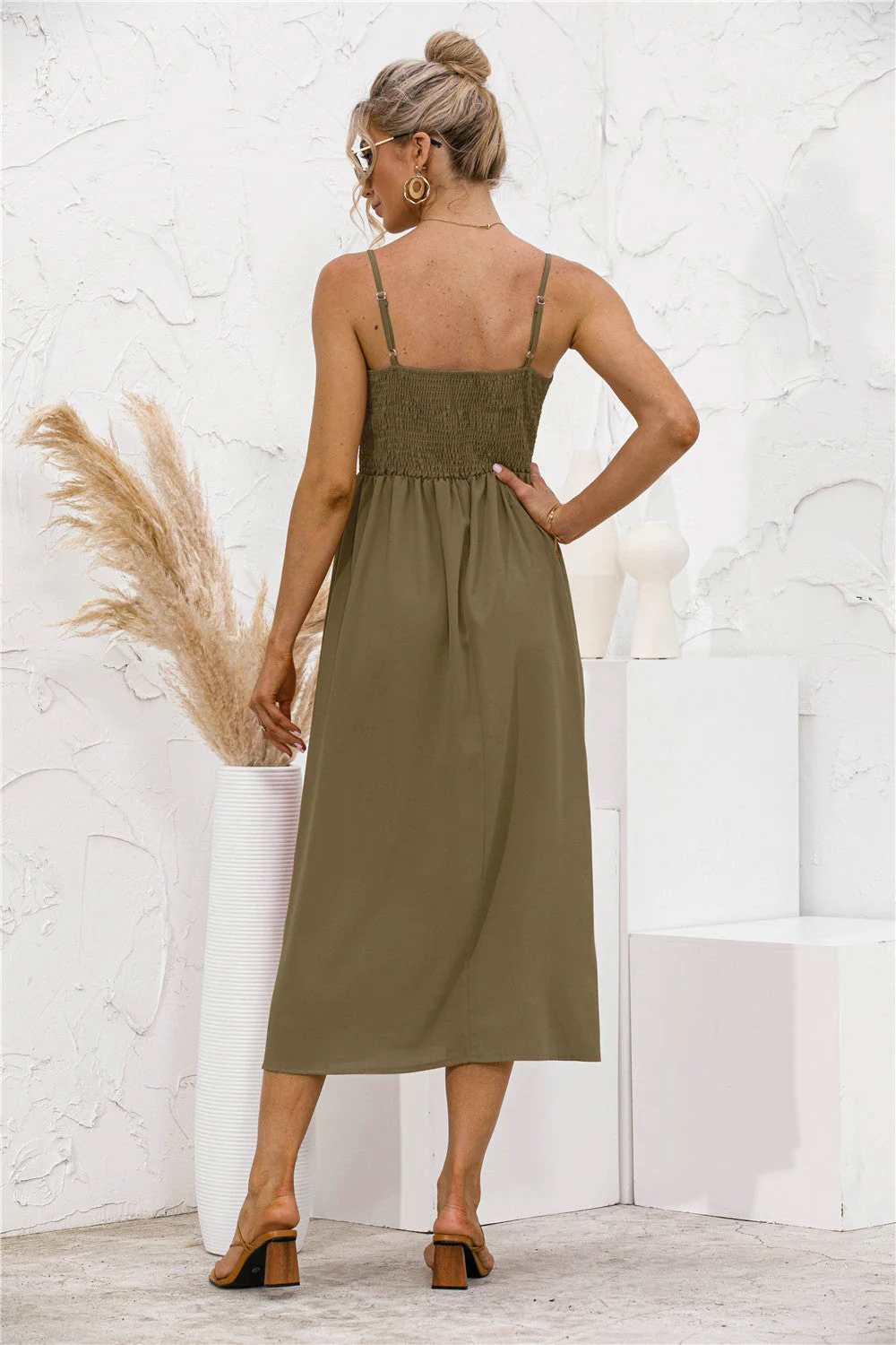 Smocked Back Button Dress - Image 18