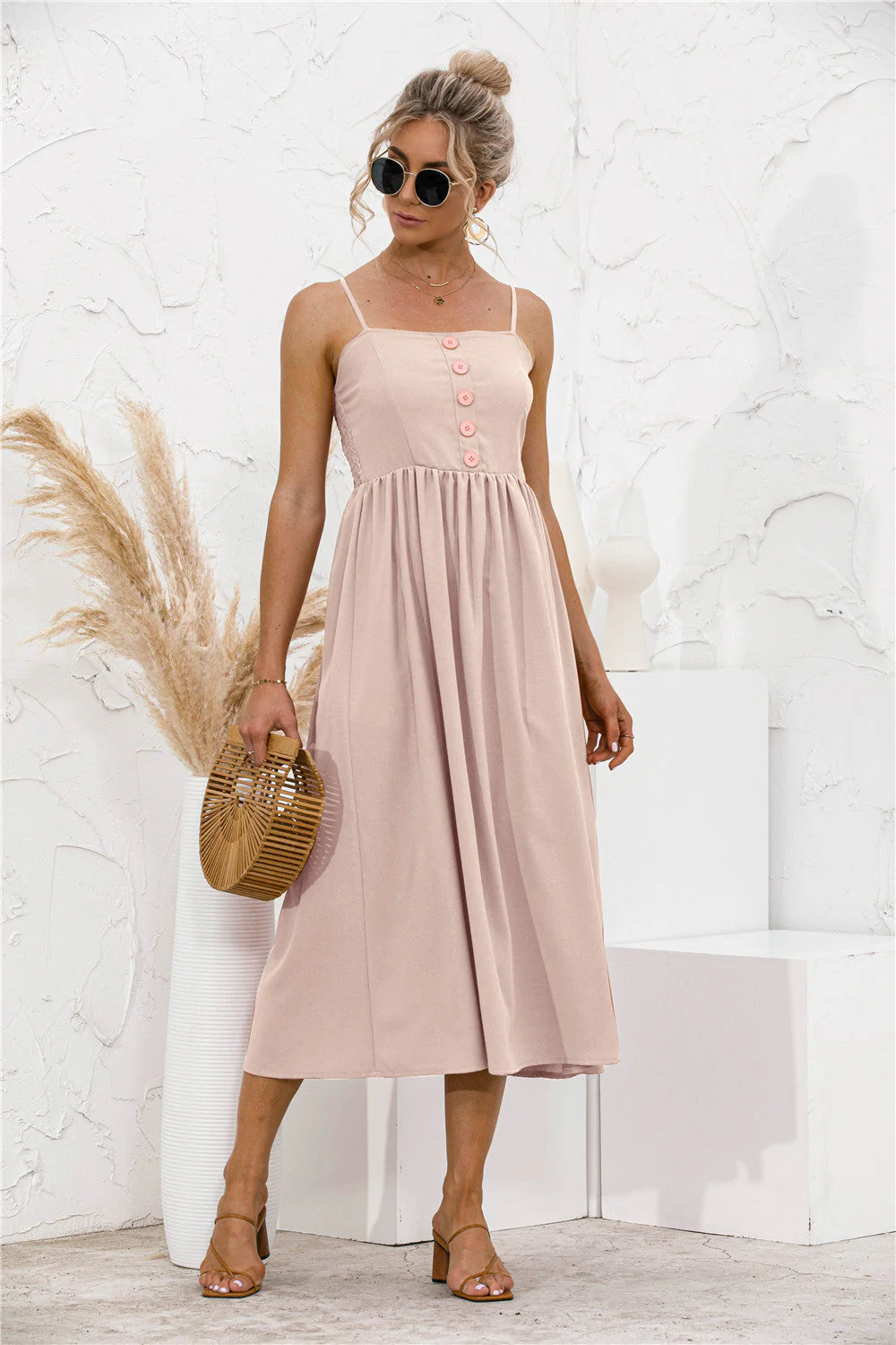 Smocked Back Button Dress - Image 20