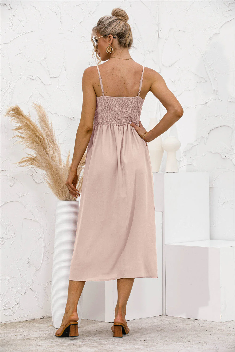 Smocked Back Button Dress - Image 21