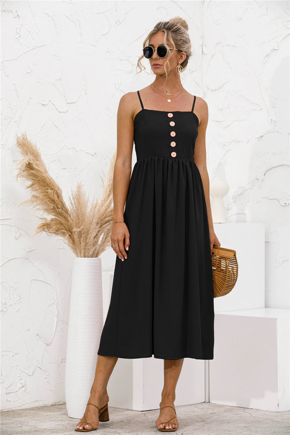 Smocked Back Button Dress - Image 3