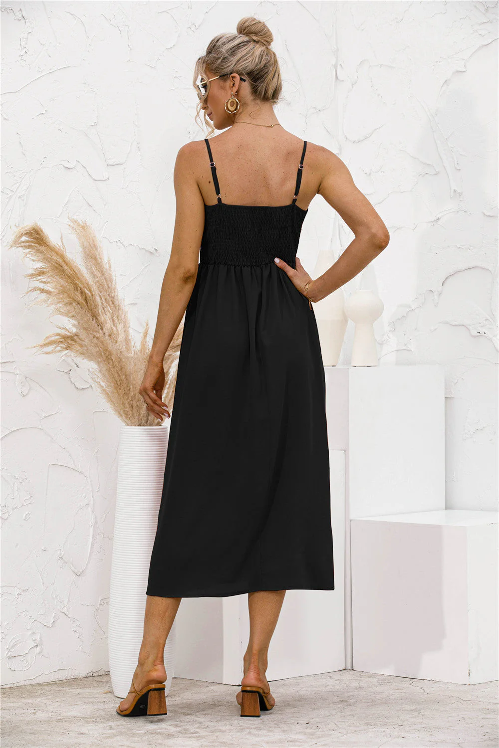 Smocked Back Button Dress - Image 4