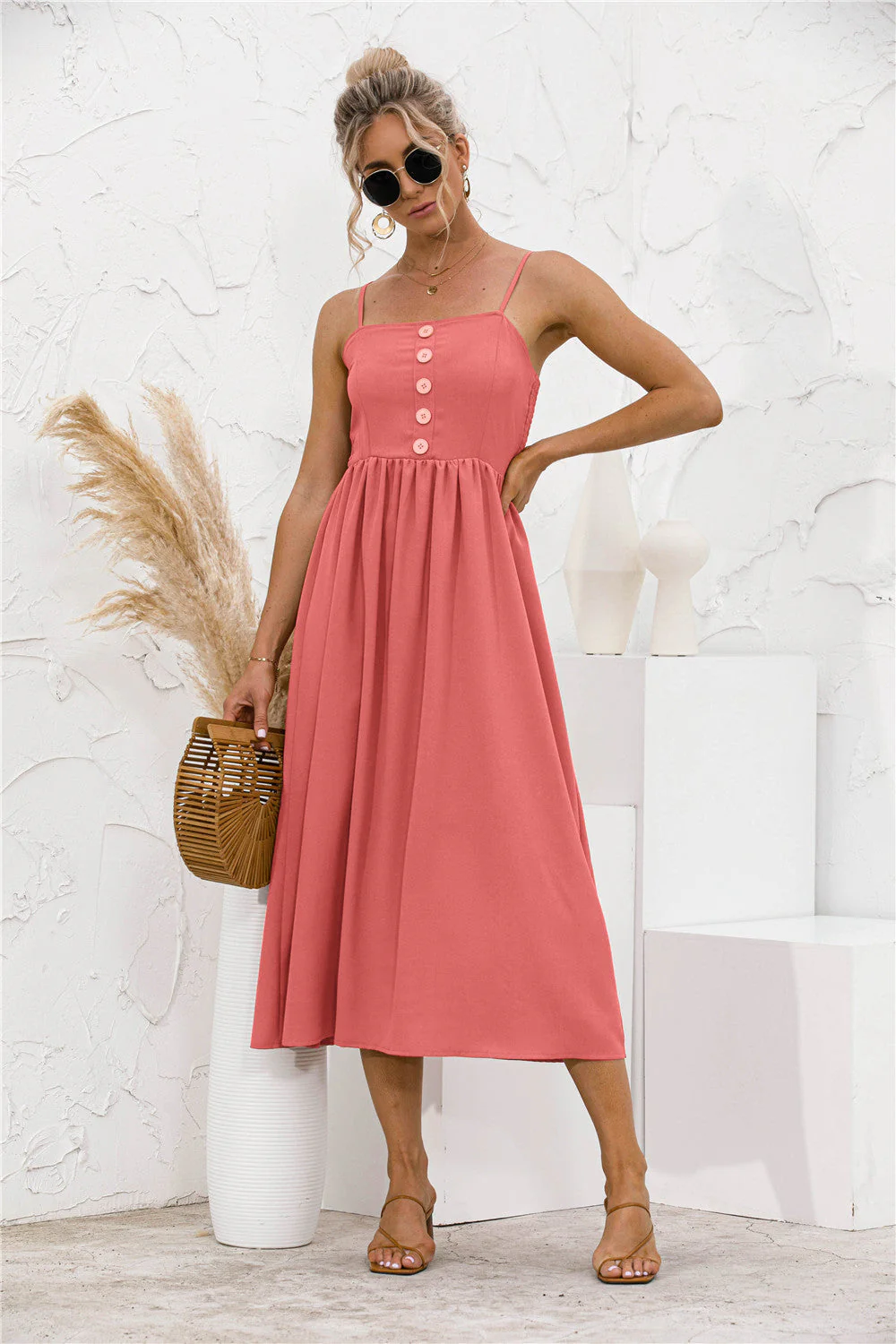 Smocked Back Button Dress - Image 6