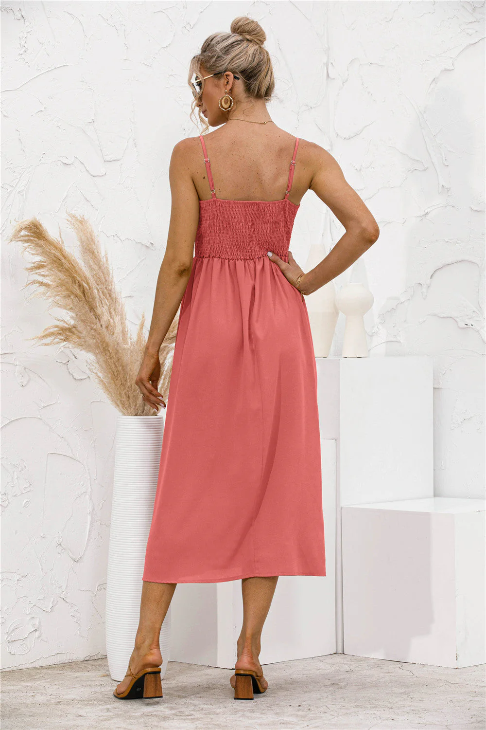 Smocked Back Button Dress - Image 9