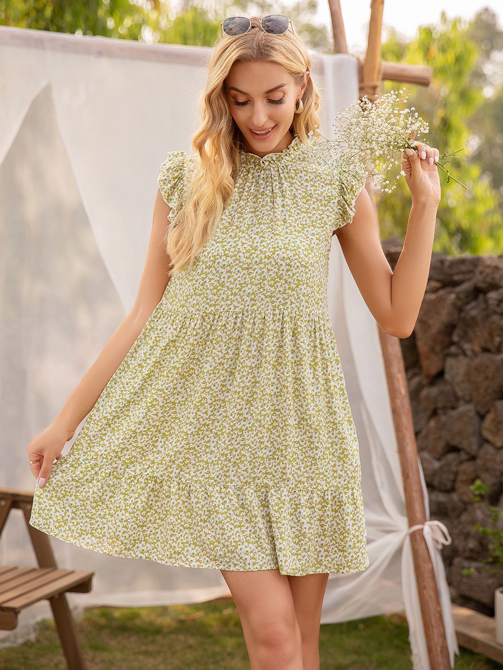 Smocked Neck Tunic Dress - Image 8