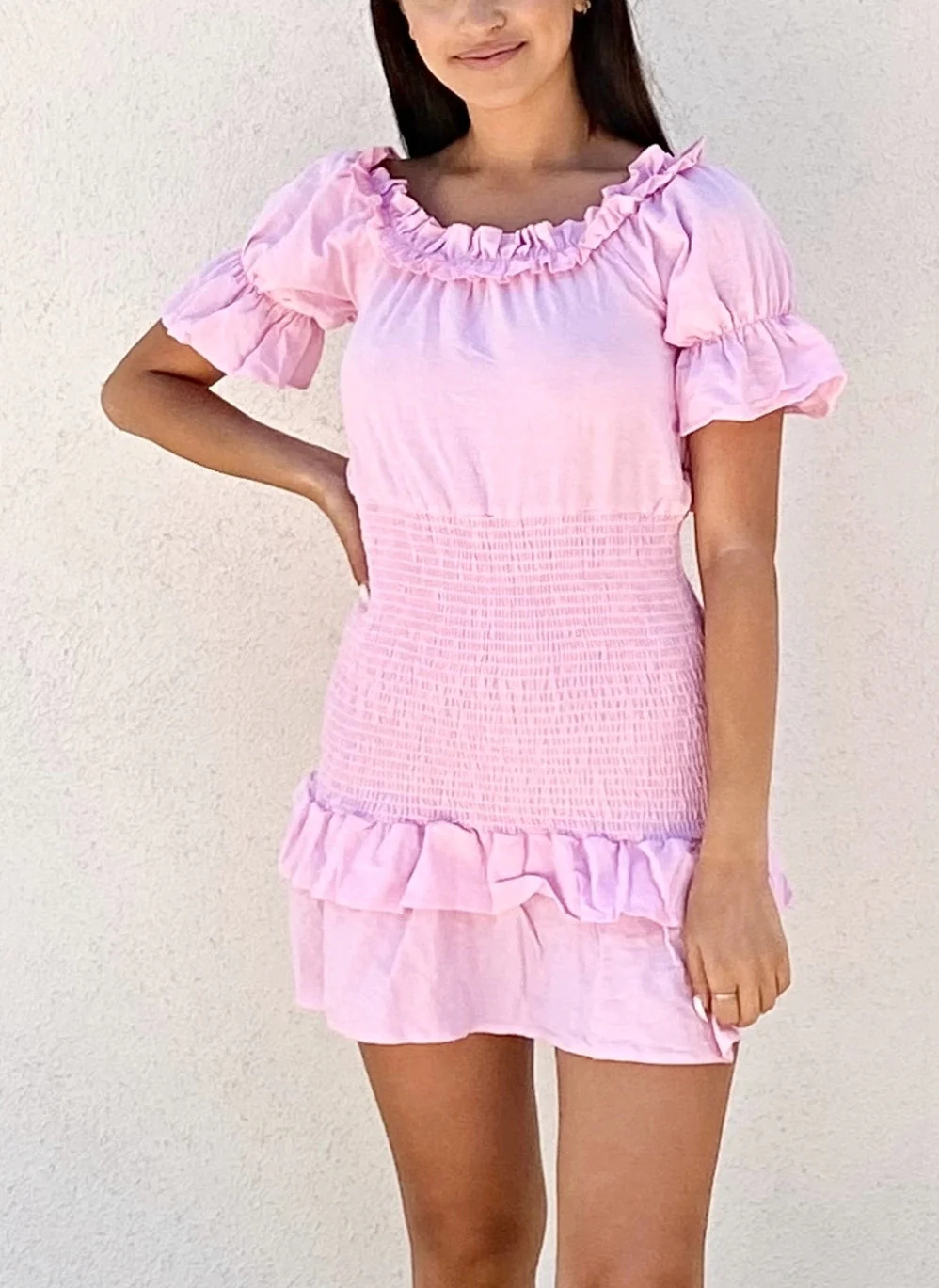 Smocked Off Shoulder Dress - Image 17