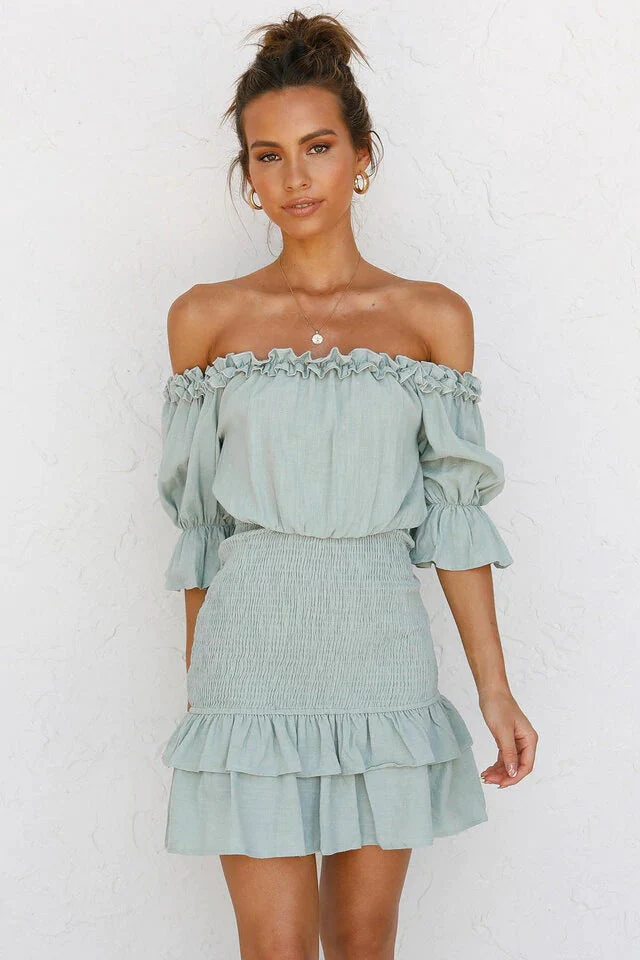 Smocked Off Shoulder Dress - Image 19