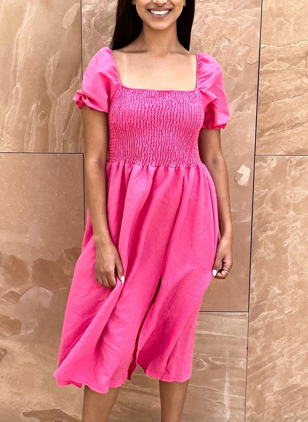 Smocked Puff Sleeve Dress - Image 4