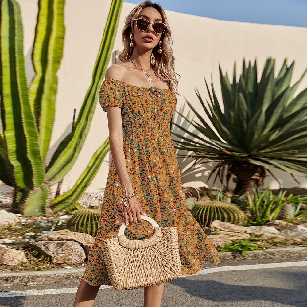 Smocked Waist Daisy Floral Dress - Image 10