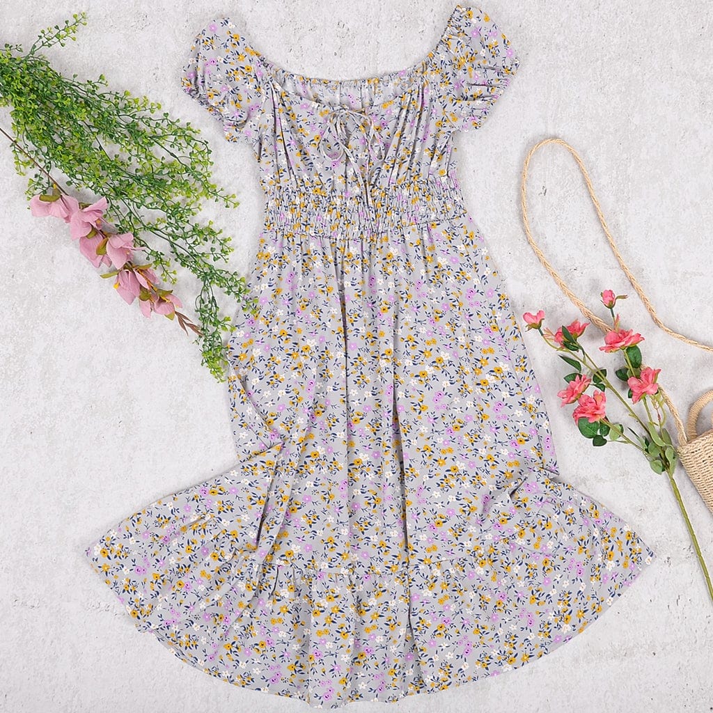 Smocked Waist Daisy Floral Dress - Image 11